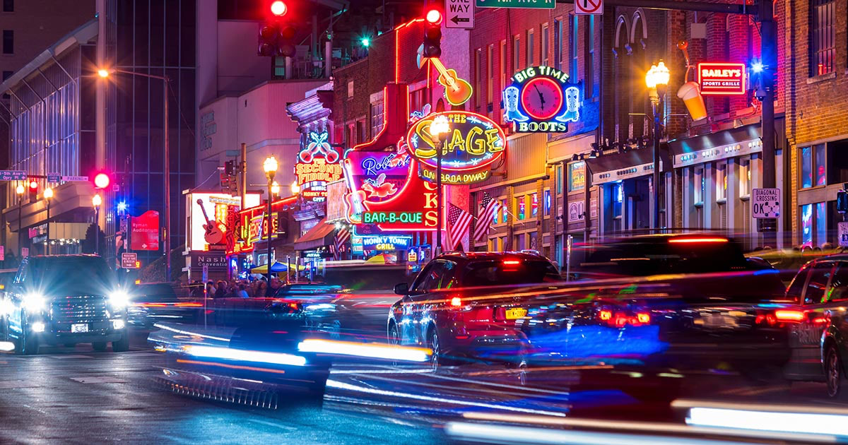 Honky-tonks in downtown Nashville